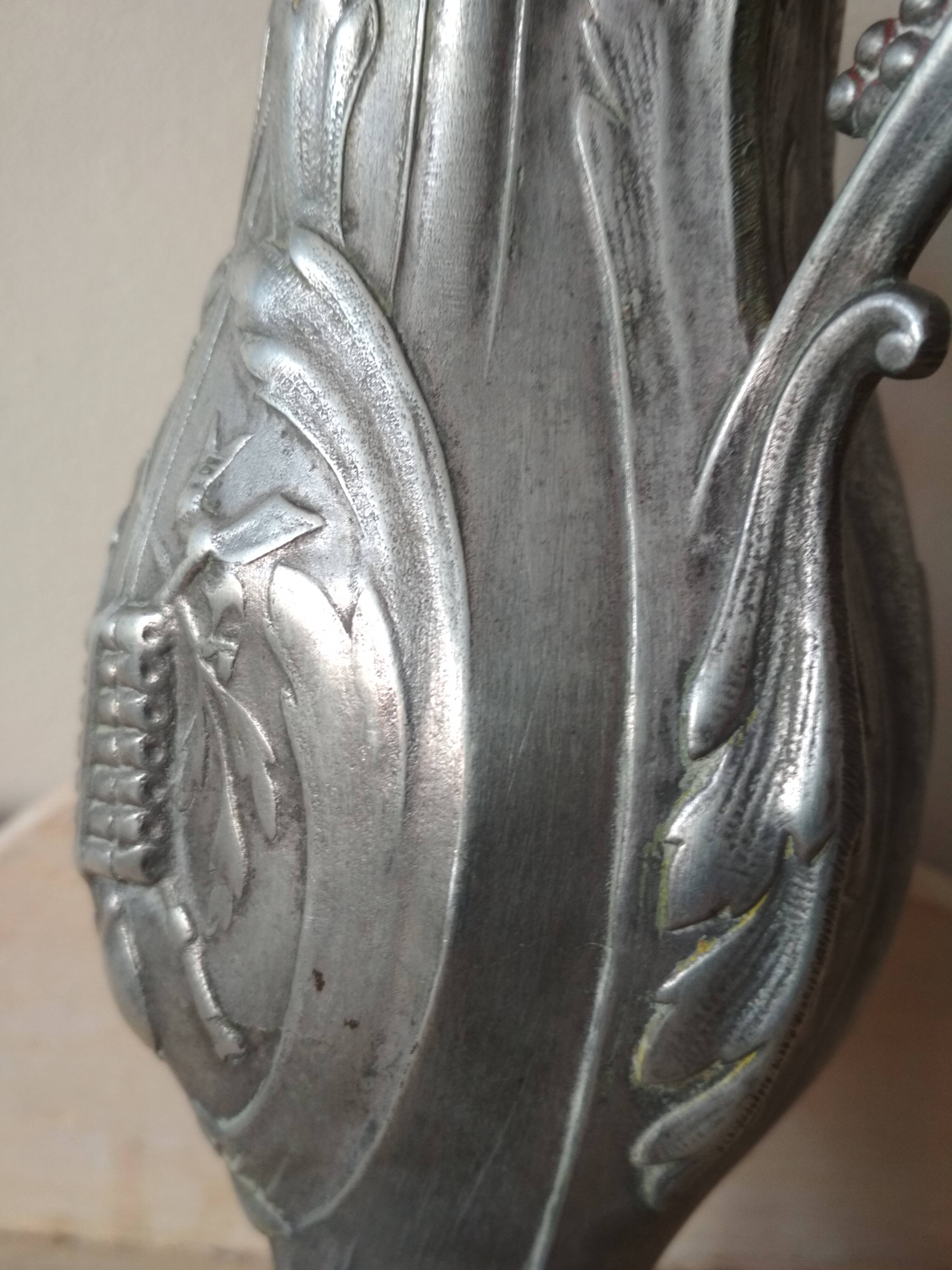 Art Nouveau style pewter vase - amphora vase