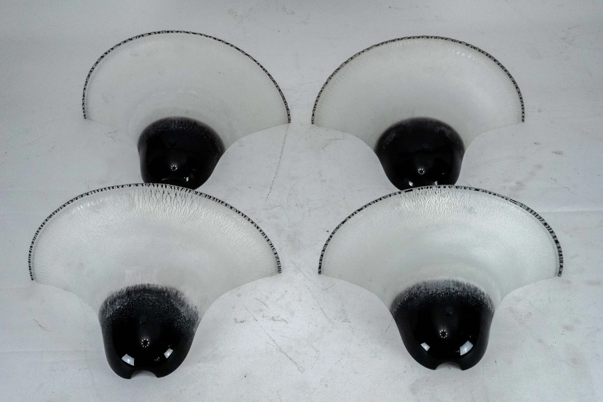 Set of four Large Labeled Barbini Murano Glass Wall Sconces. Italy 1970s