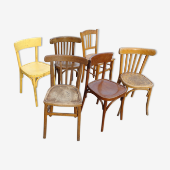 6 mismatched bistro chairs