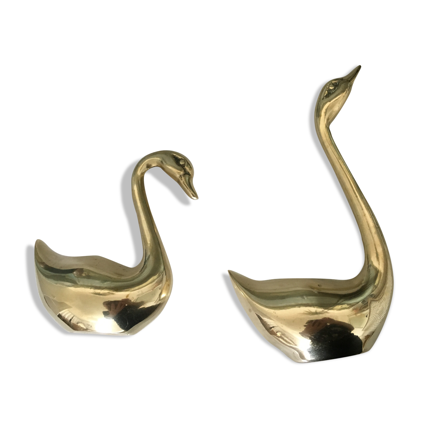 Pair of swans brass year 1970