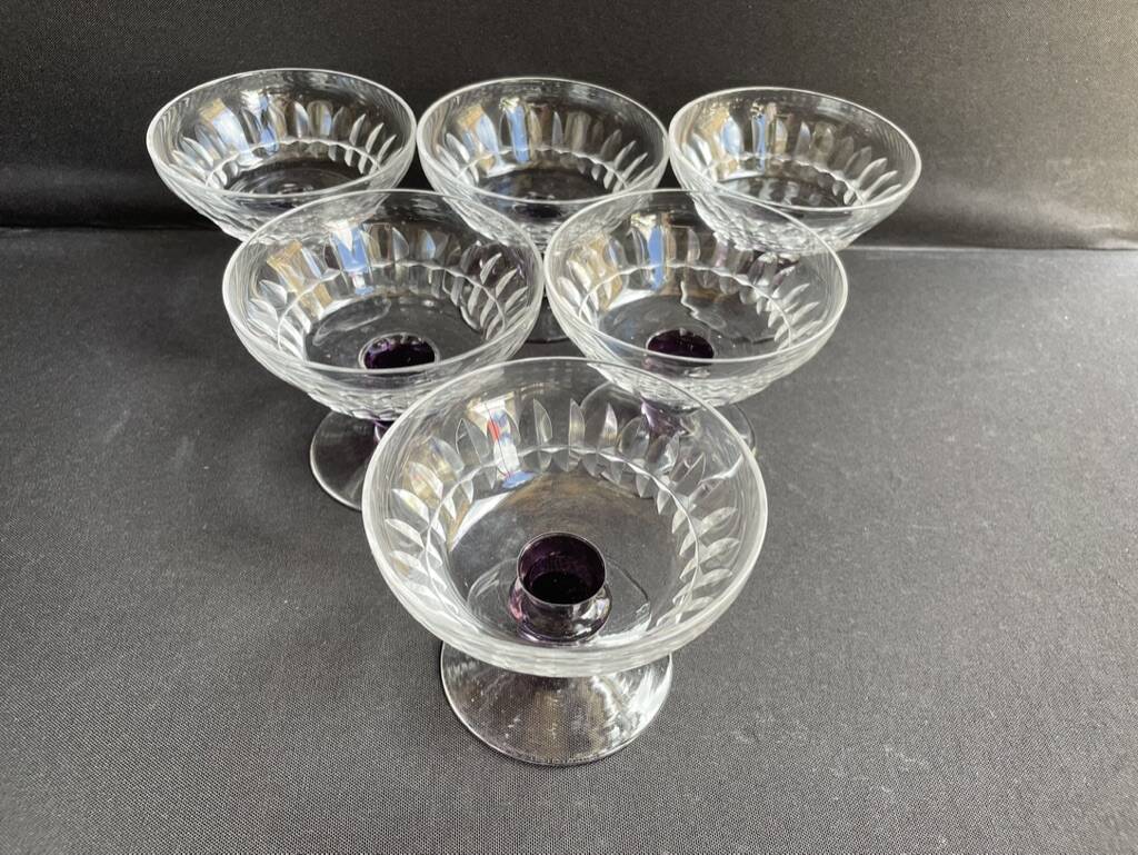 6 Colored cut crystal bowls – Val Saint Lambert