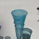 Conical vase in turquoise blue bubbled glass