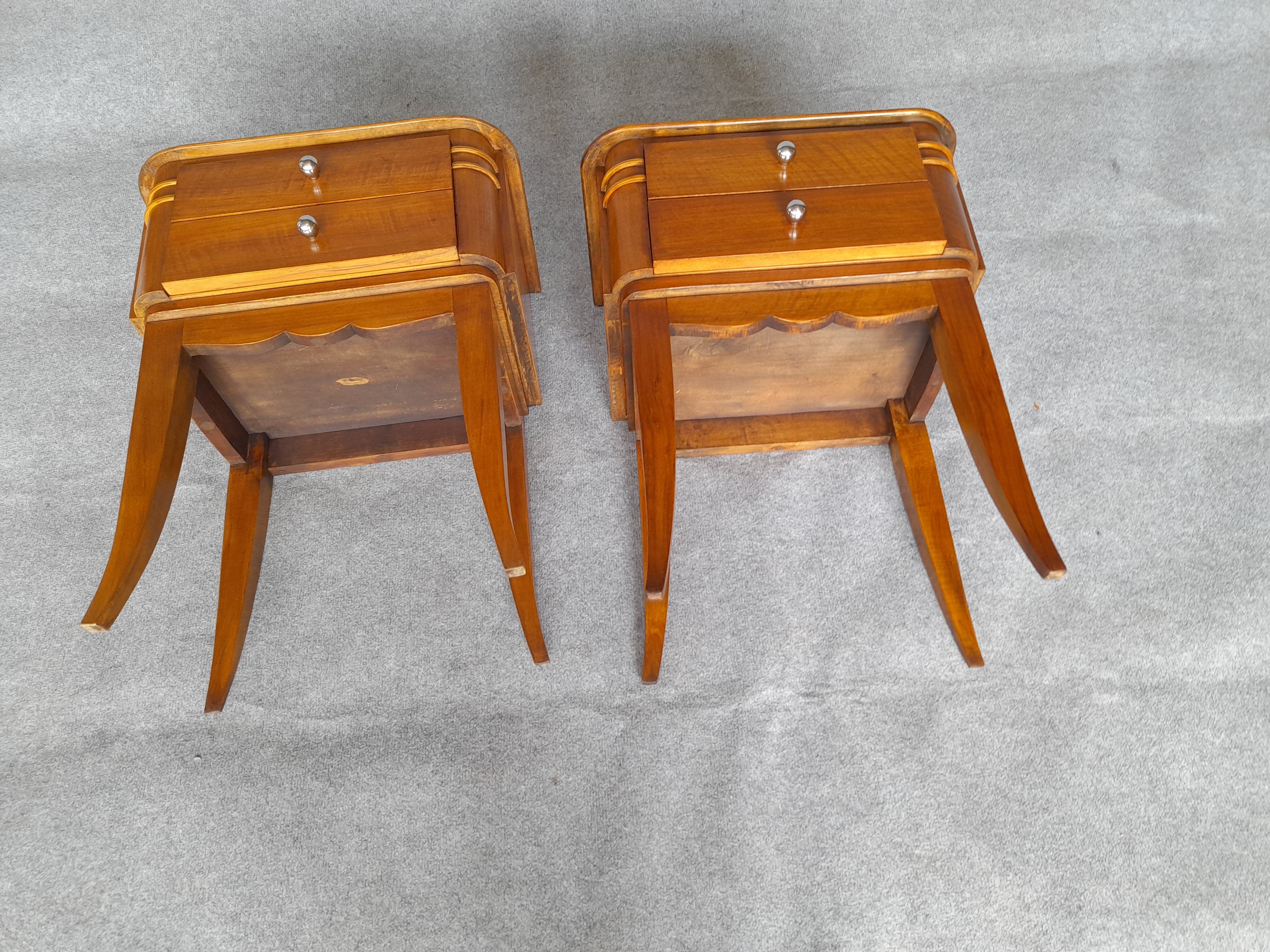 Pair of art deco period bedside tables