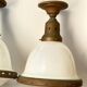 Bauhaus Art Deco Suspension Set in Opaline Glass and Brass 1930