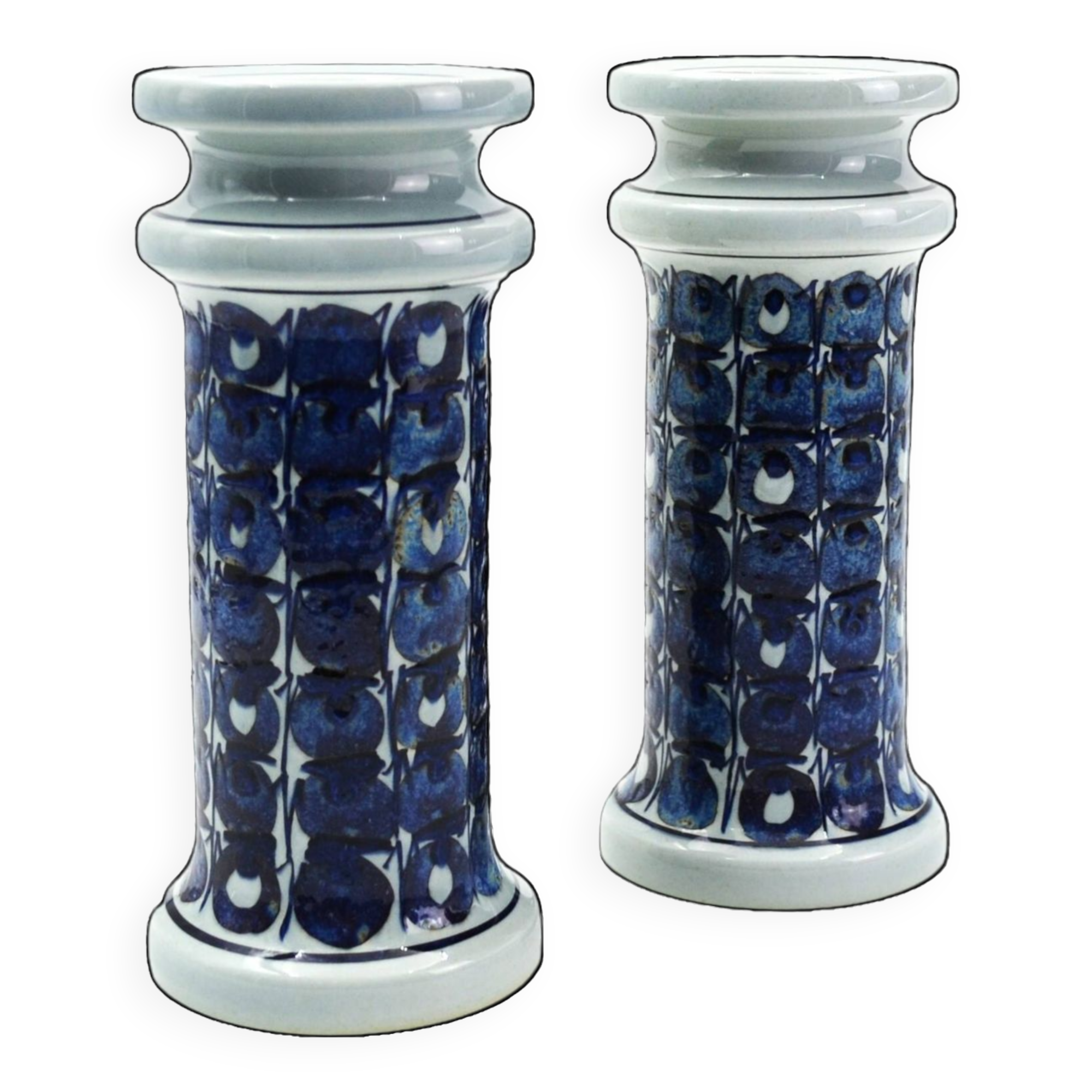 Pair of earthenware candlesticks from the Tenera series by Grete Helland-Hansen for Royal Copenhagen