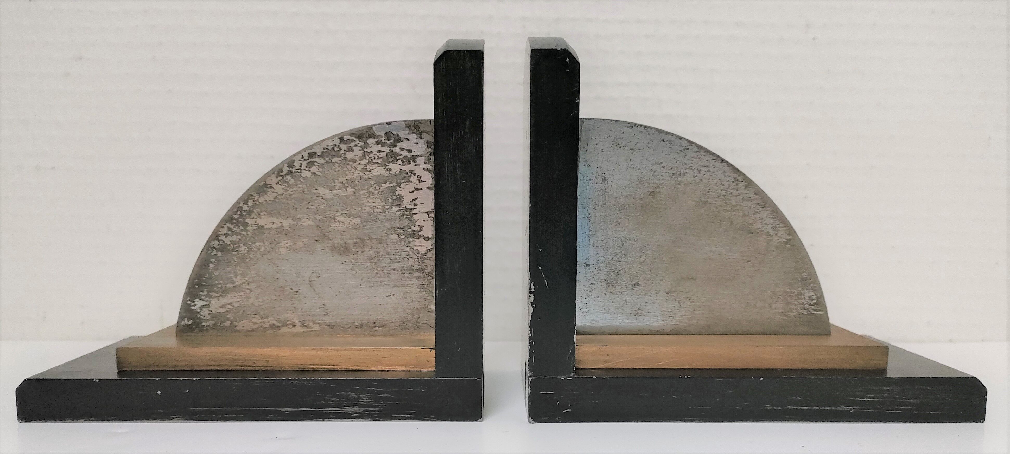 Pair of patinated steel bookends Art Deco style
