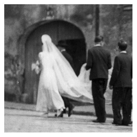 photograph of a wedding in the suburbs 1940s