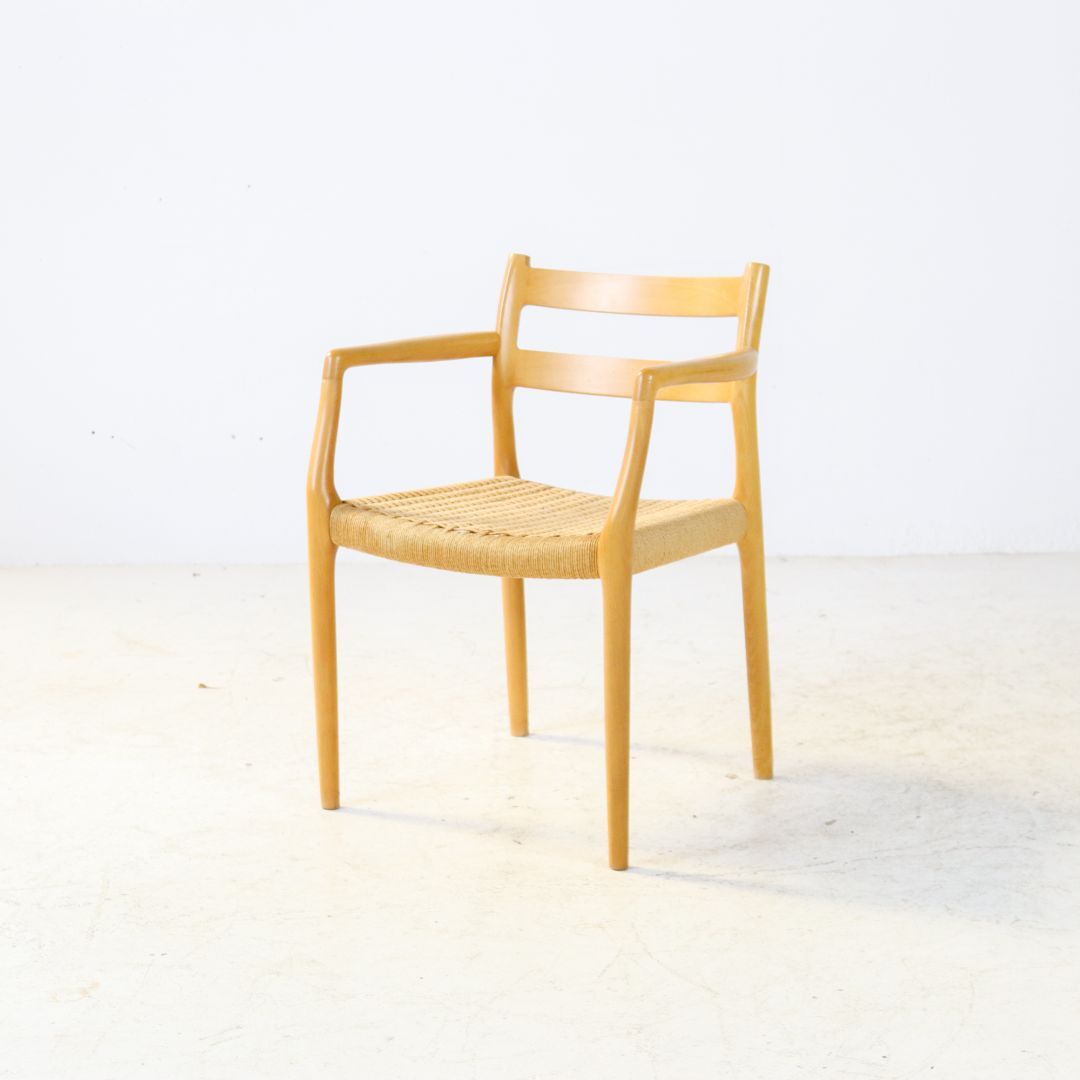 Oak Niels Møller model 67 papercord dining chair