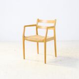 Oak Niels Møller model 67 papercord dining chair