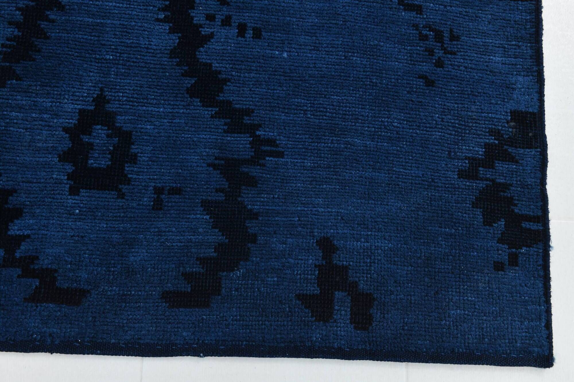 7x10 Midnight Blue Anatolian Wool Vintage Carpet, 204x296 Cm