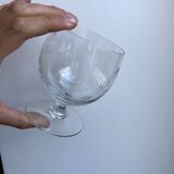 Set of 5 round crystal wine glasses engraved 50s