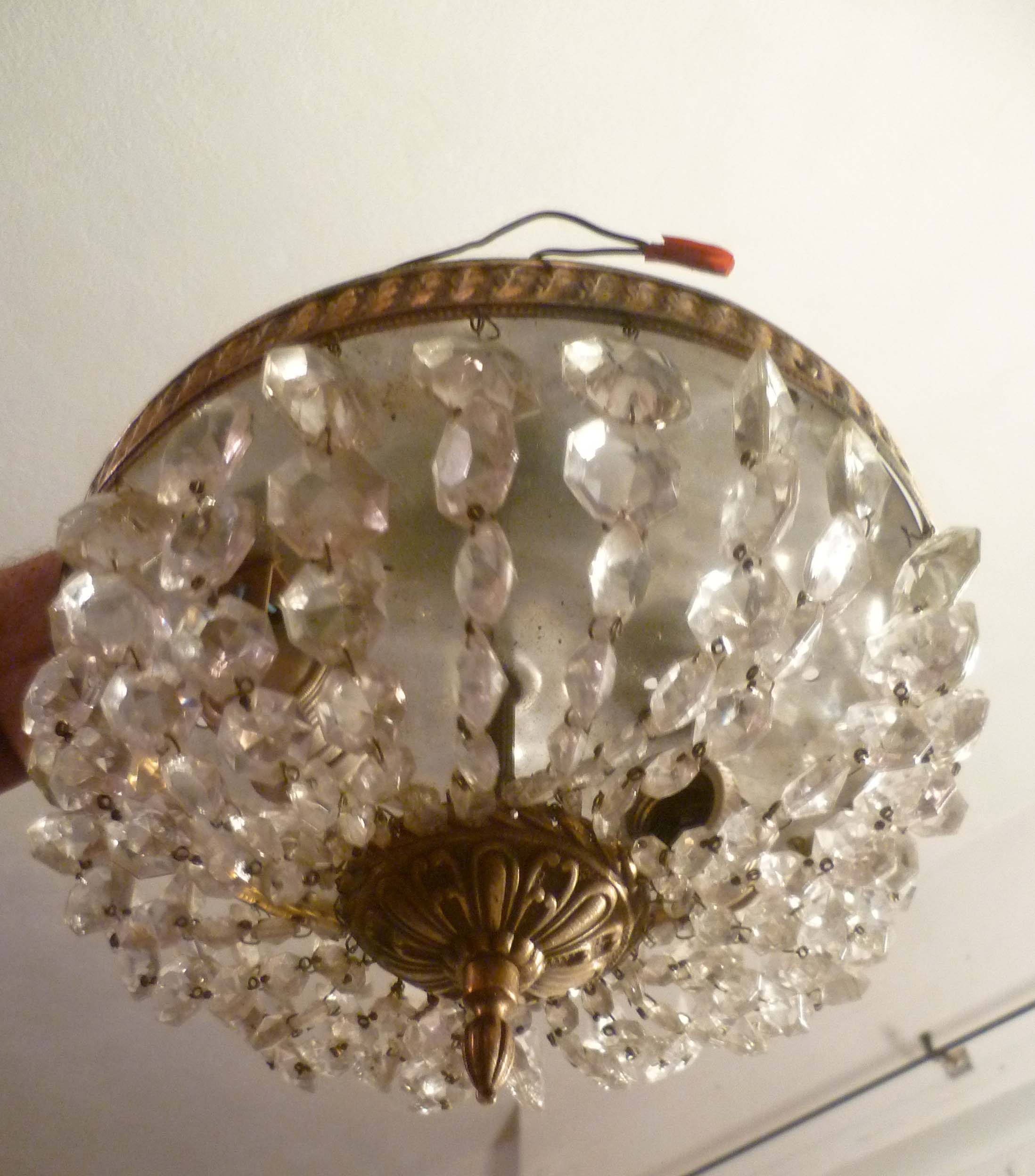 Ceiling lamp 1/2 mongolfiere brass & glass