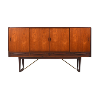 Danish teak and brass highboard by Sofus Jørgensen 1960s