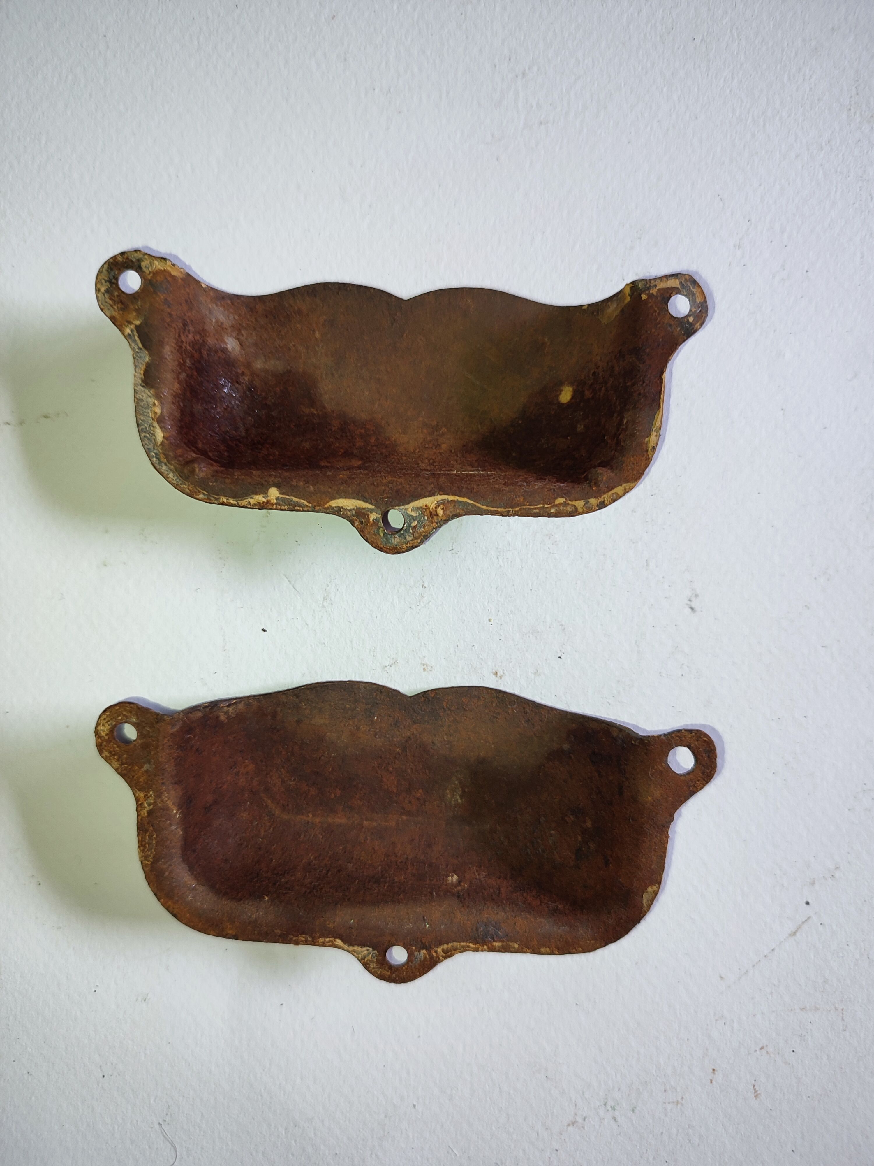 Pair of handles shell "Moustache" vintage metal
