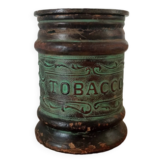 Glass and leather tobacco pot