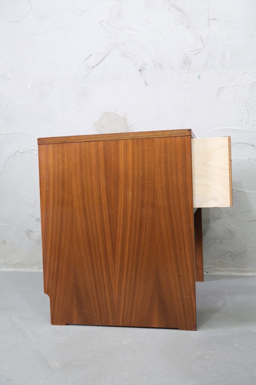 A pair of Scandinavian minimalist teak nightstand tables , 1960s