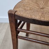 Tabouret ancien en paille et bois