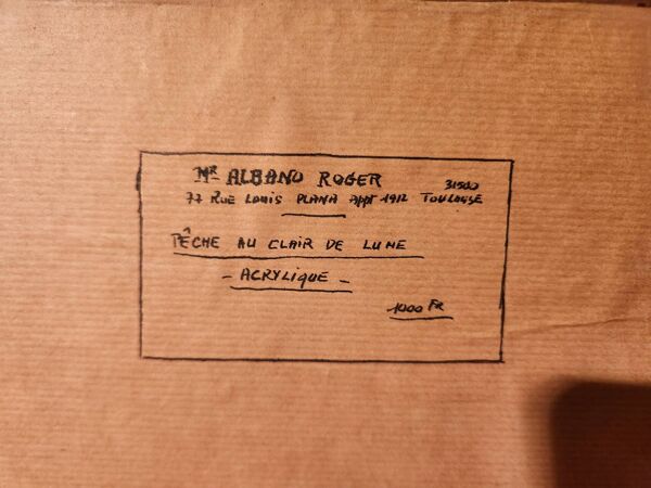 Tableau Pêche au clair de lune Acrylique sur panneau Roger Albano signé