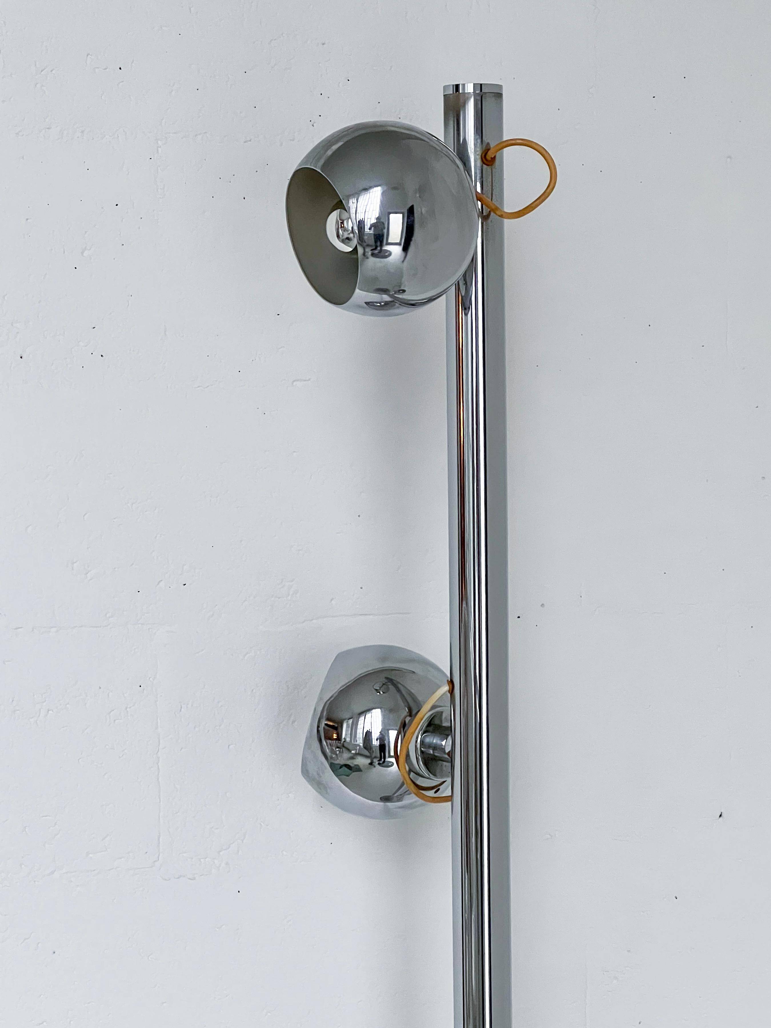 Vintage Goffredo Reggiani floor lamp in chromed metal, Italian Space Age, 1960s