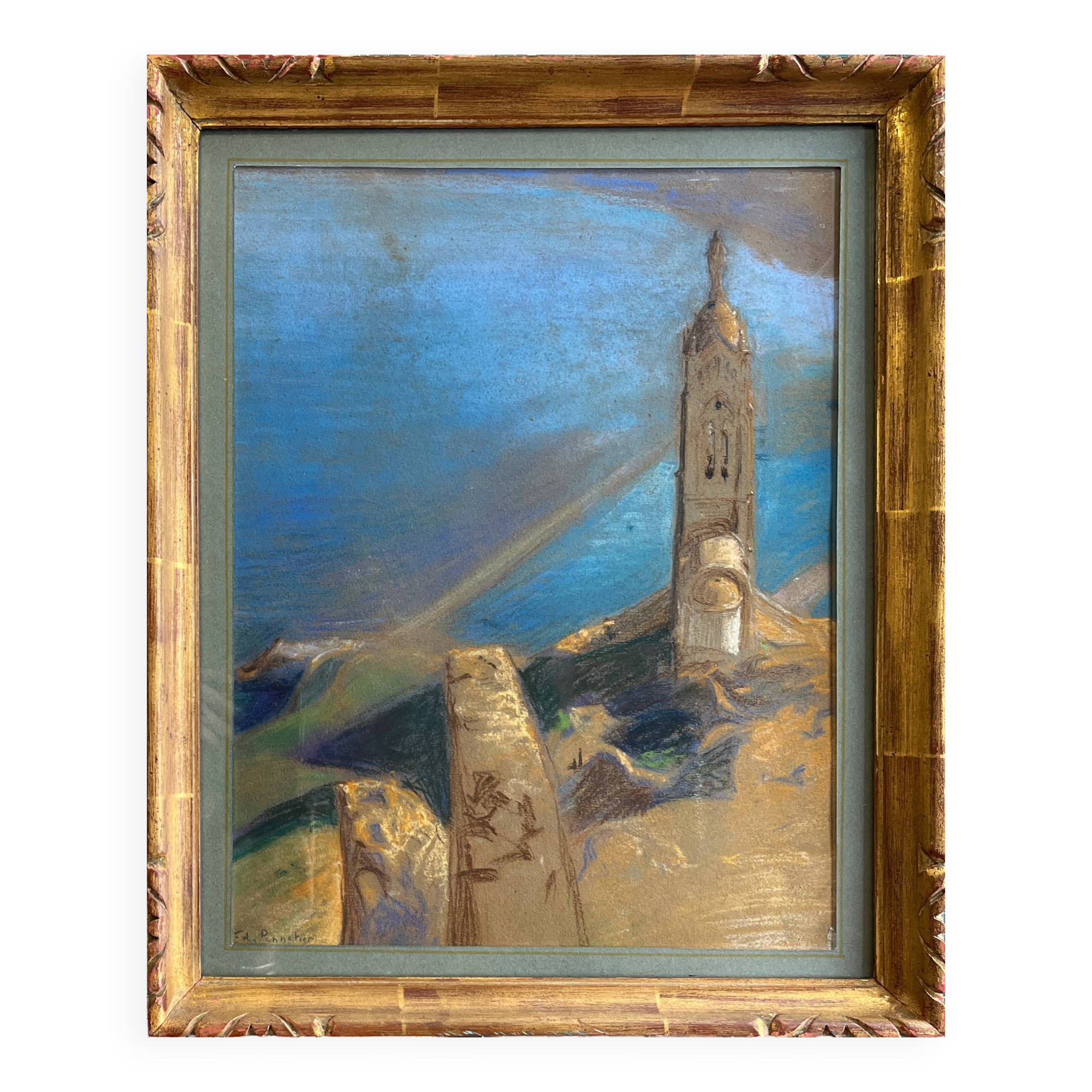 Painting by Edouard Pannetier (1884-1965) Mediterranean Estuary Orientalist