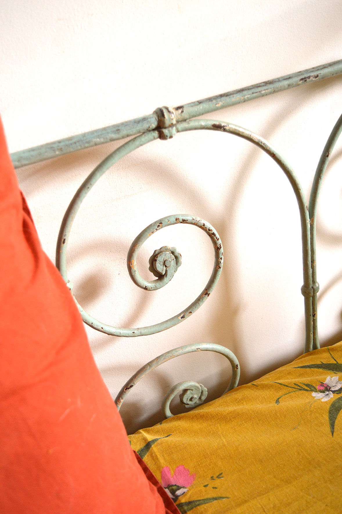 Wrought iron green water bench