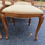 6 chaises Louis XV style régence en bois massif et tissu jaune beige