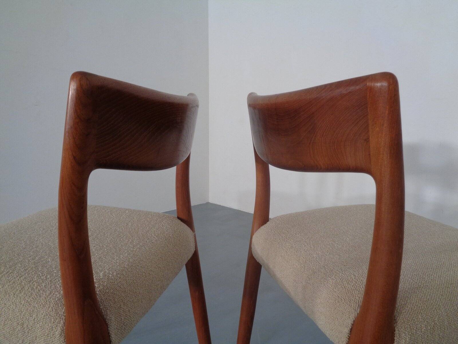Danish Solid Teak Dining Chairs, 1960s, Set of 4