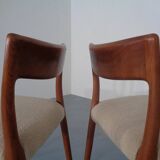 Danish Solid Teak Dining Chairs, 1960s, Set of 4