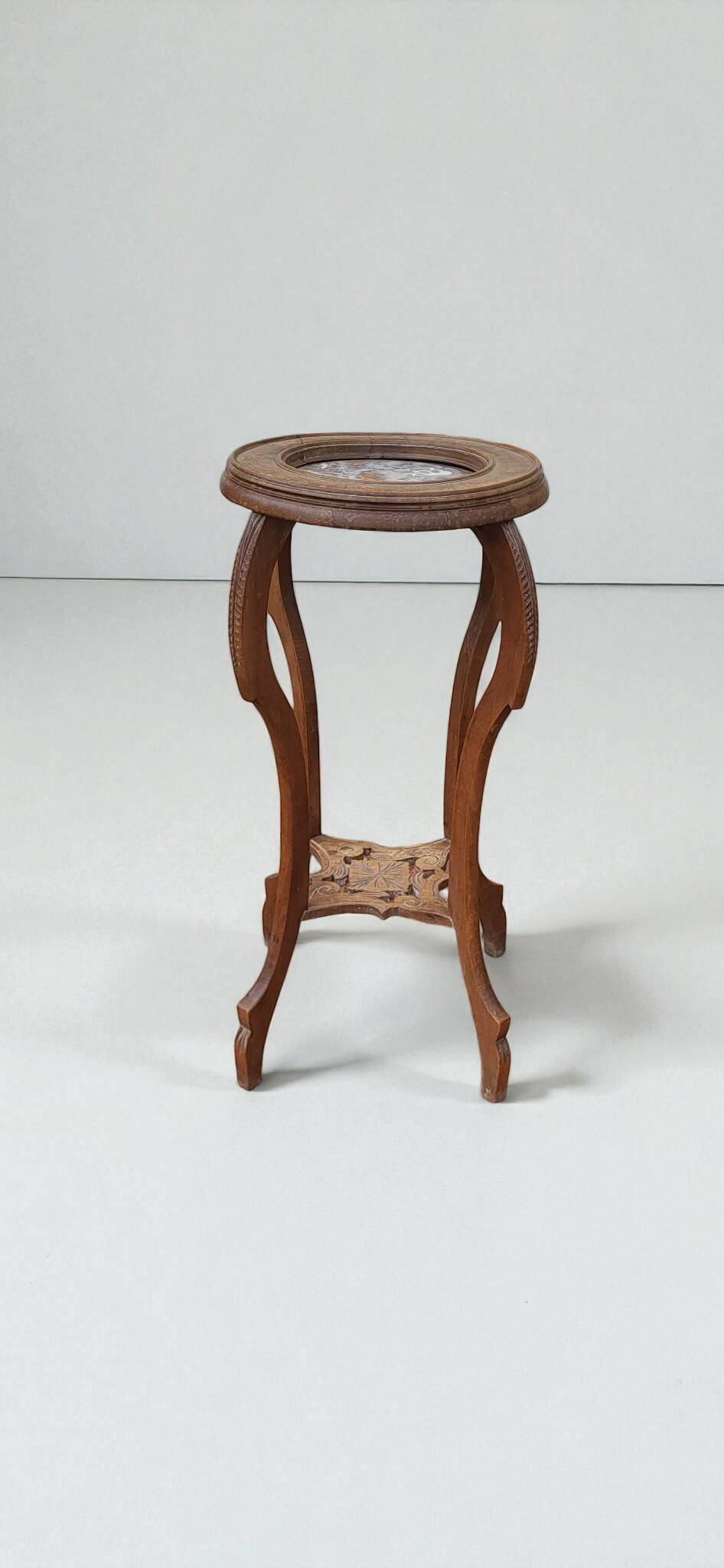 Art Deco wood/marble side table