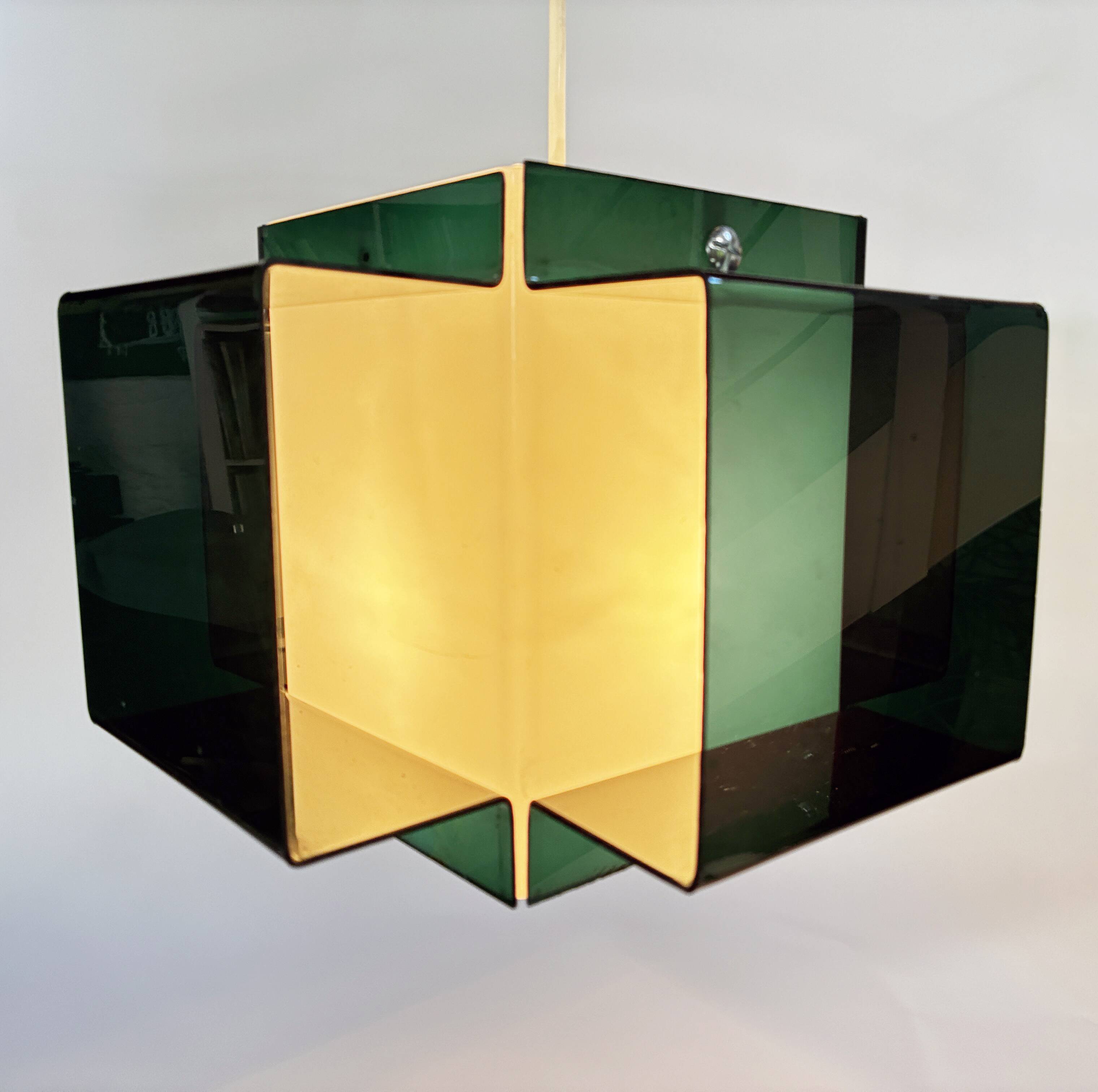 Vintage Pendant • Two-Coloured Acrylic • 1970