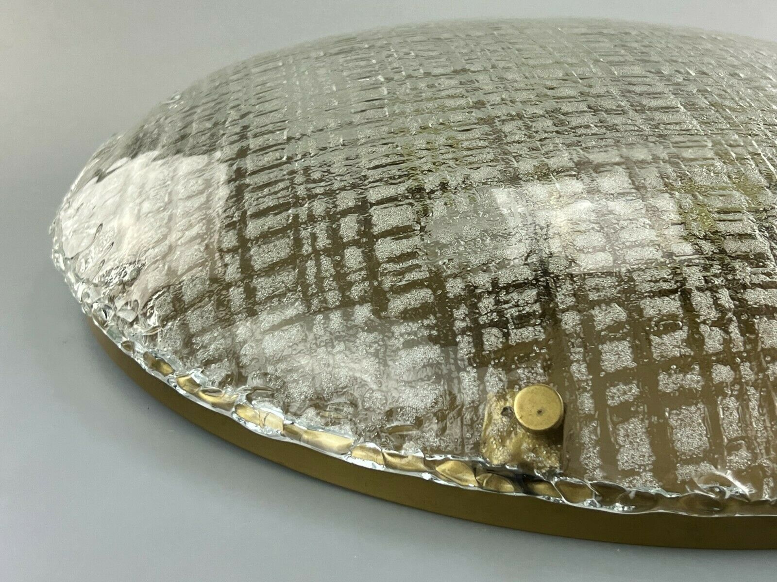 60s 70s lamp light plafoniere flush mount ice glass hillebrand 60s