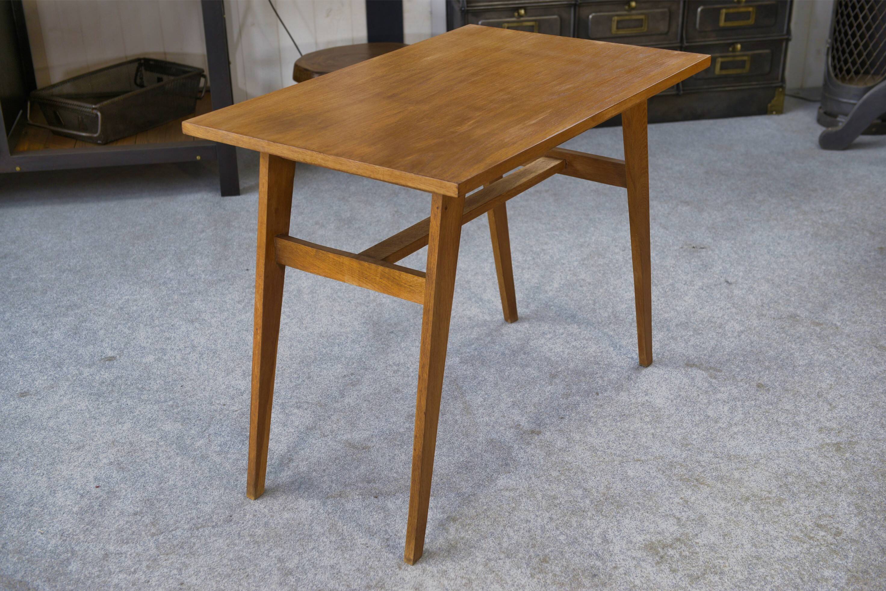 Oak side table with compass legs, 1960s