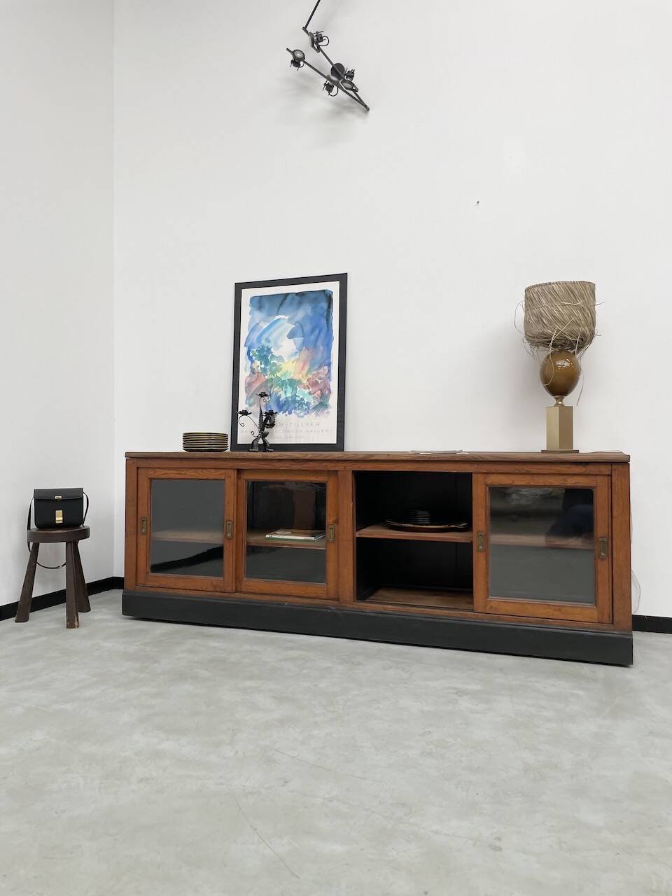 Enfilade de métier XXL chêne portes vitrées