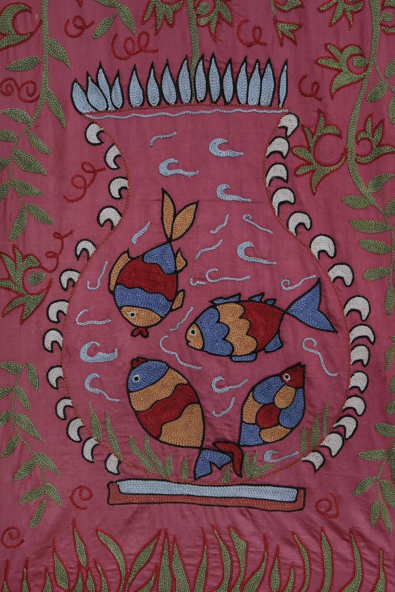 Vintage hand-embroidered tribal tapestry 54x190 cm