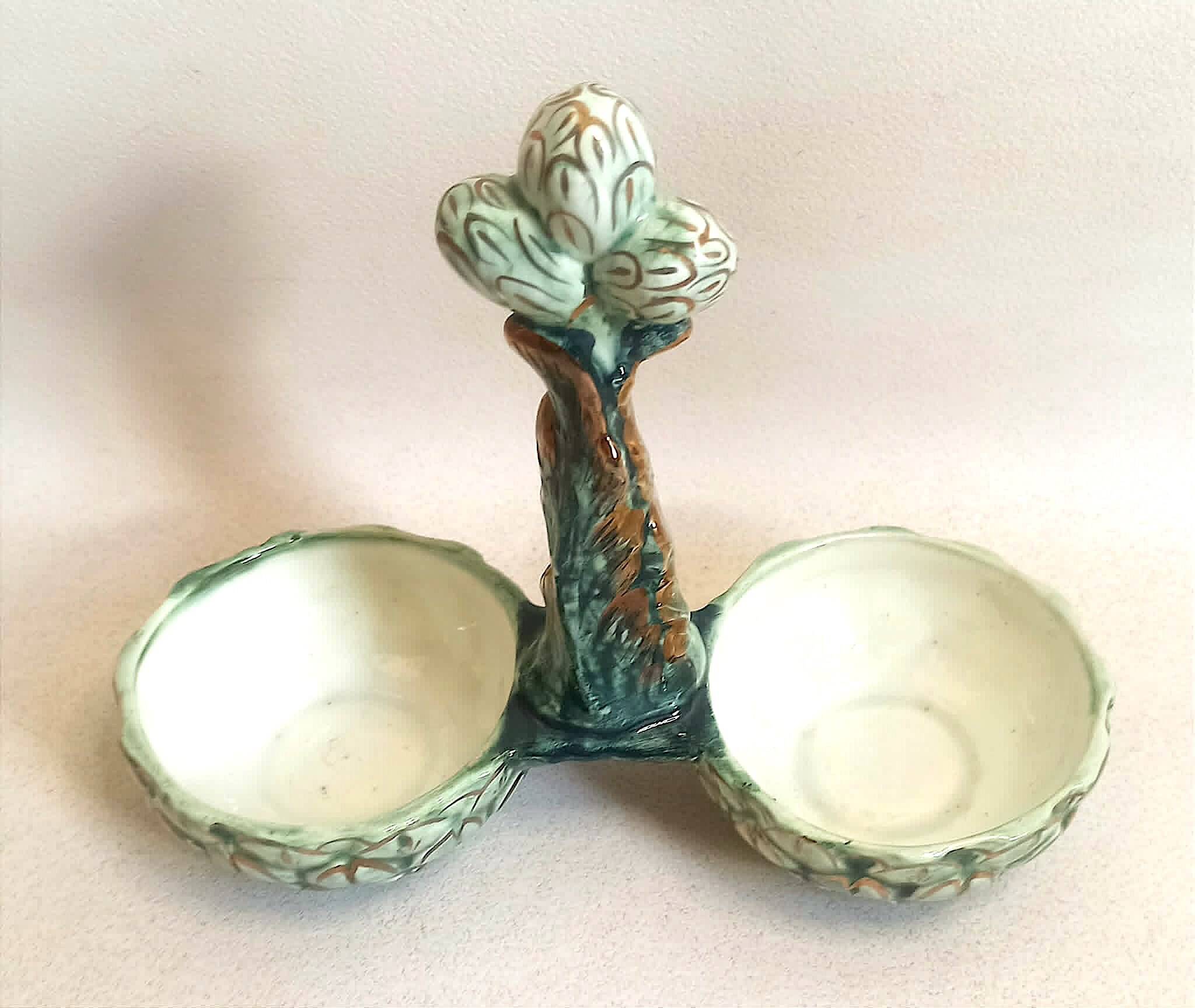 Asparagus server barbotine 1960s Height 18 cm