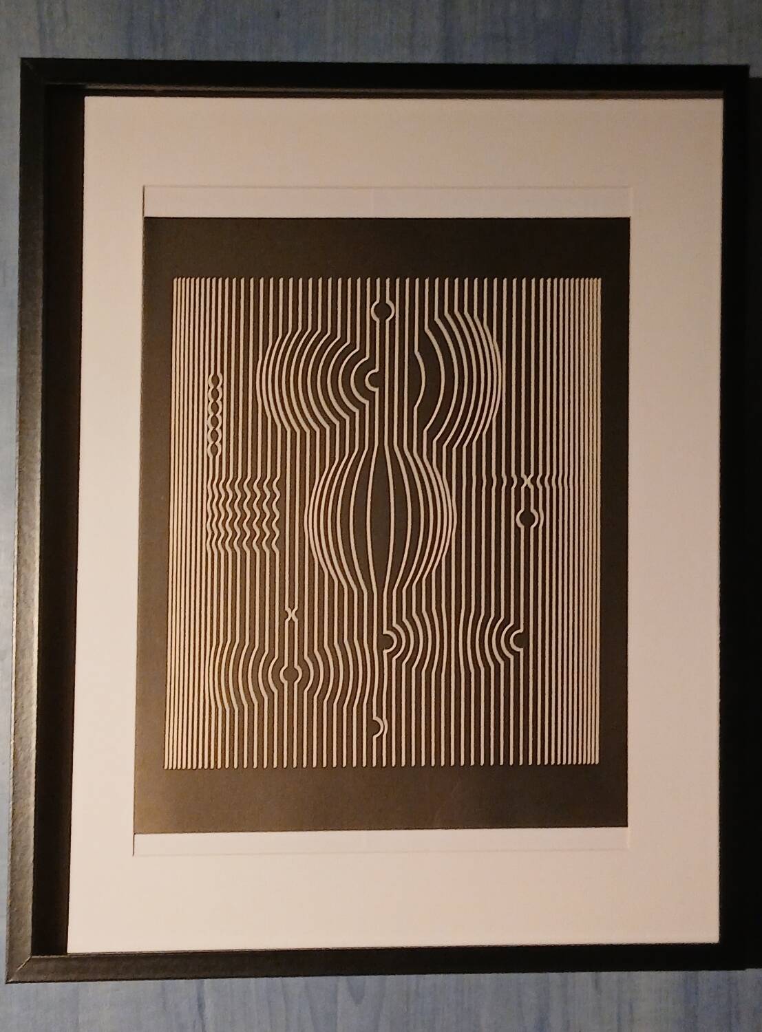 Optical Art Table - Victor Vasarely - Linear Structure - Frame 50x