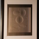 Optical Art Table - Victor Vasarely - Linear Structure - Frame 50x