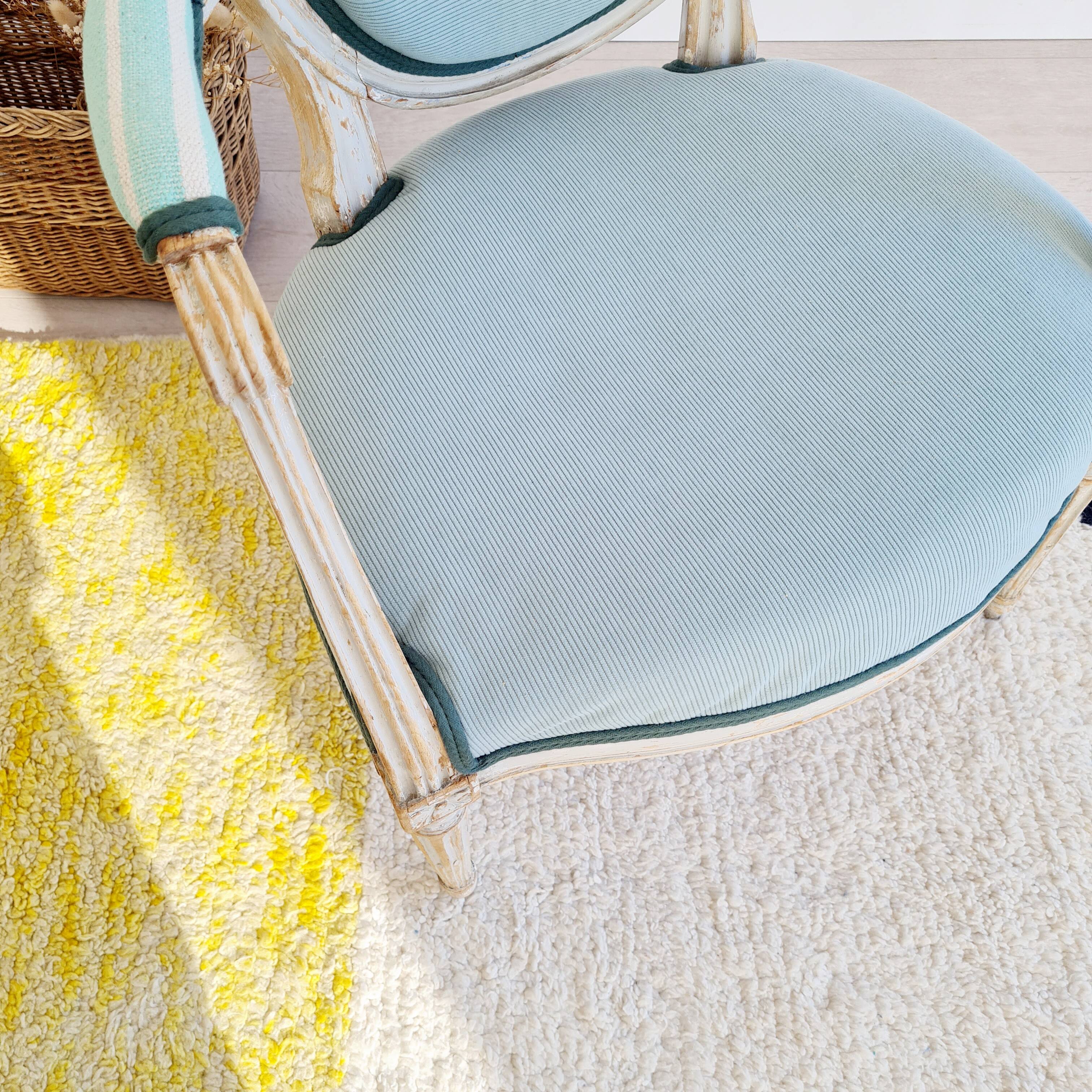Louis XVI medallion armchair renovated velvet