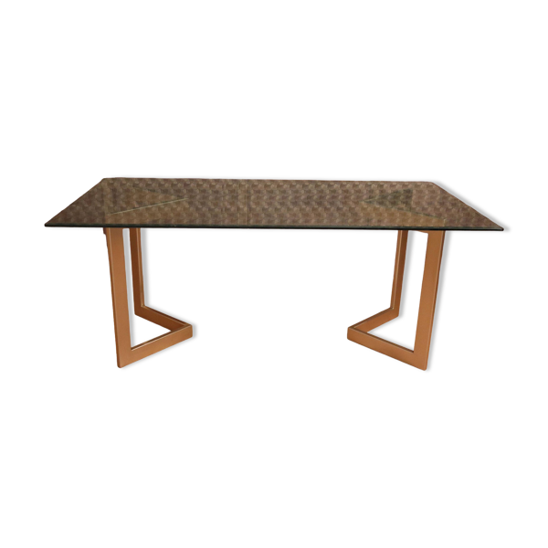 Table design piètement doré