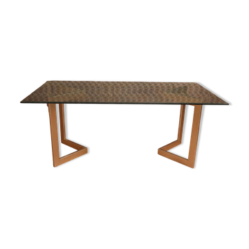 Designer table with golden base