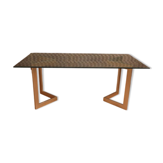 Designer table with golden base