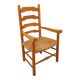 Vintage armchair in beech wood and straw from the 1950s.