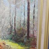 Framed oil on canvas signed J. Trassard Soleil Landais L 80.5 cm