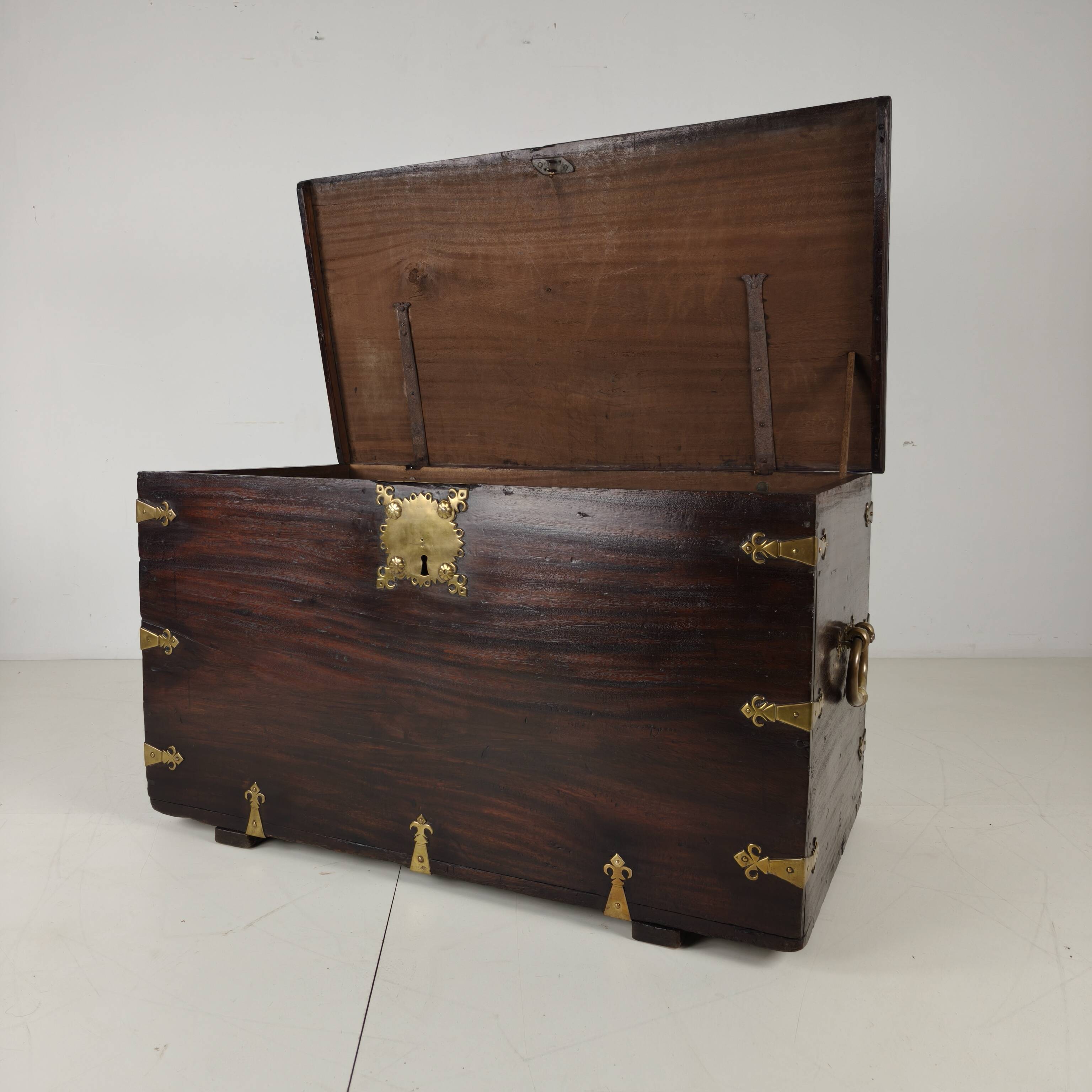 18th Century Dutch VOC Colonial Chest with Brass Mounts