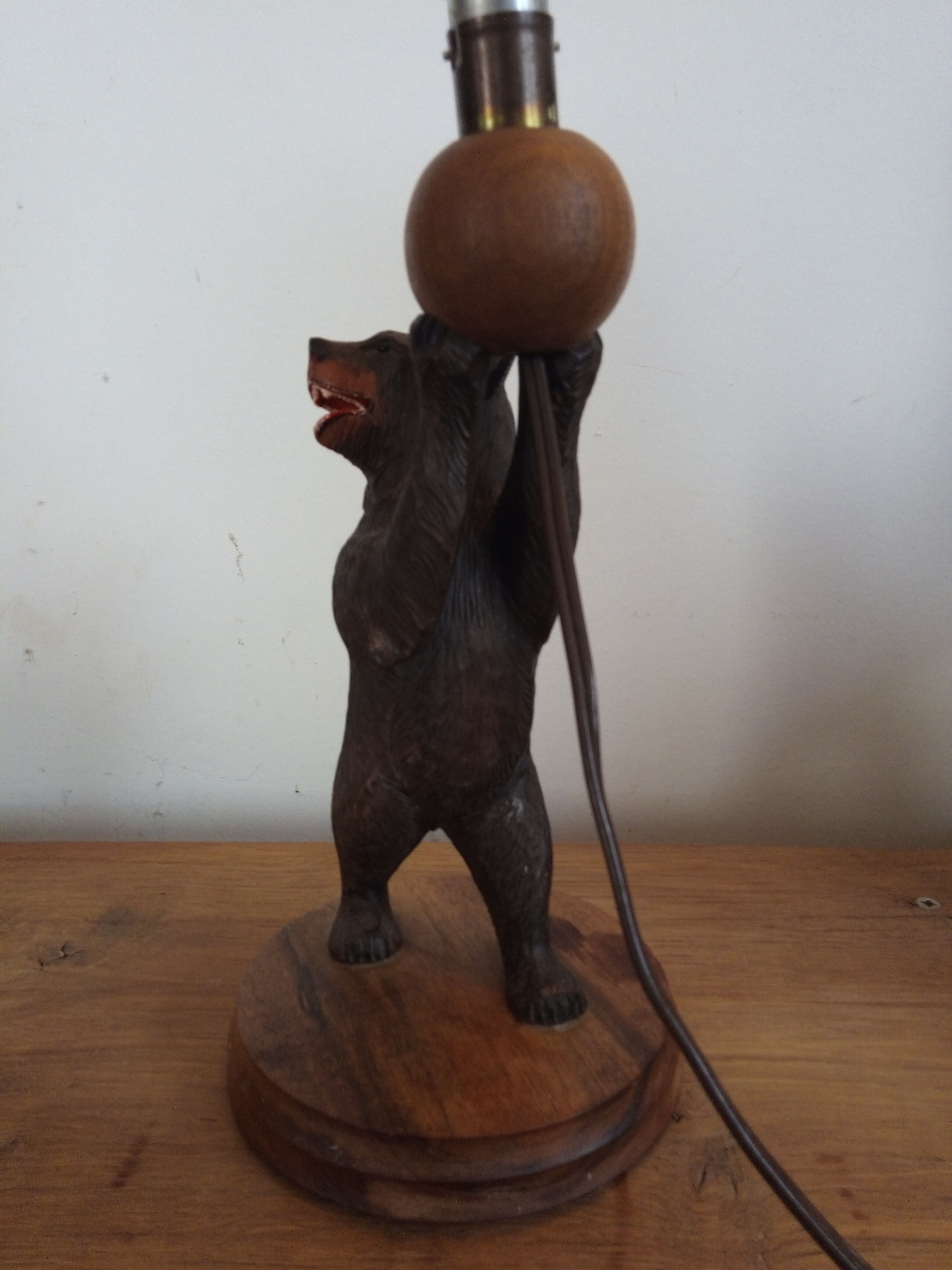 Wooden bear lamp, black forest