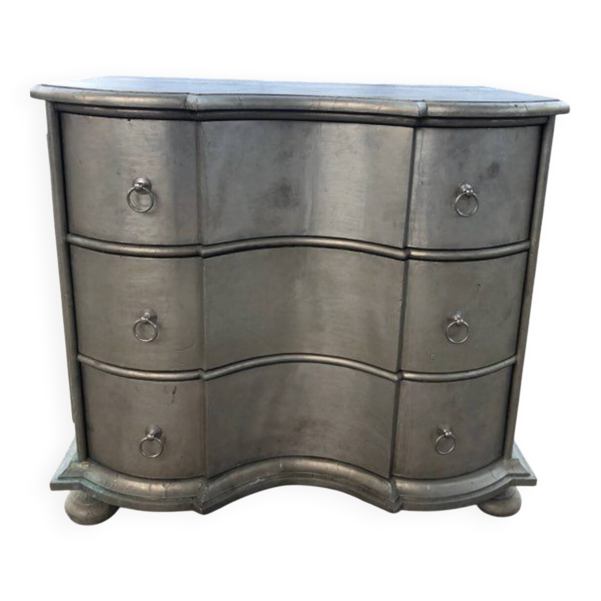 Noble wood designer furniture with a silver finish.