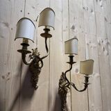 Pair of Louis XV style Rocaille wall sconces in bronze