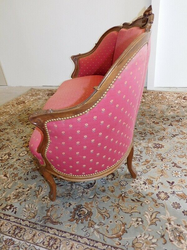 2-seater sofa bench Louis XV walnut from the 19th century