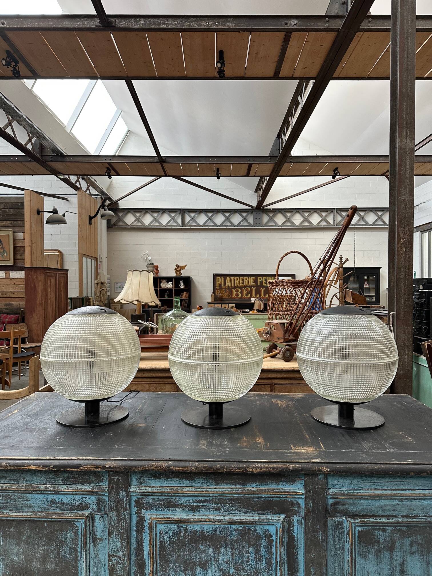 Suite of 3 70s holophanes