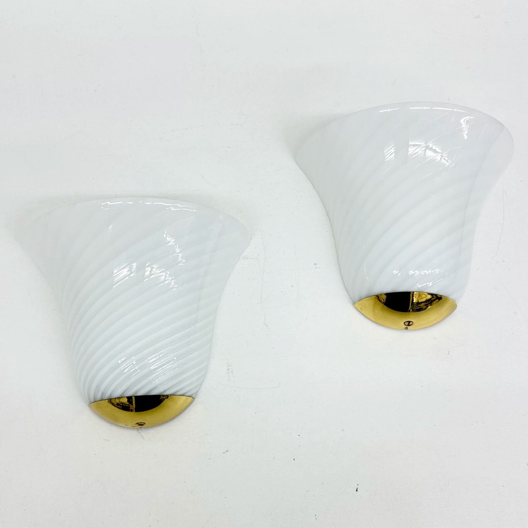 Set of 2 J.T. Kalmar swirl Murano glass wall lamp sconces, 1970s